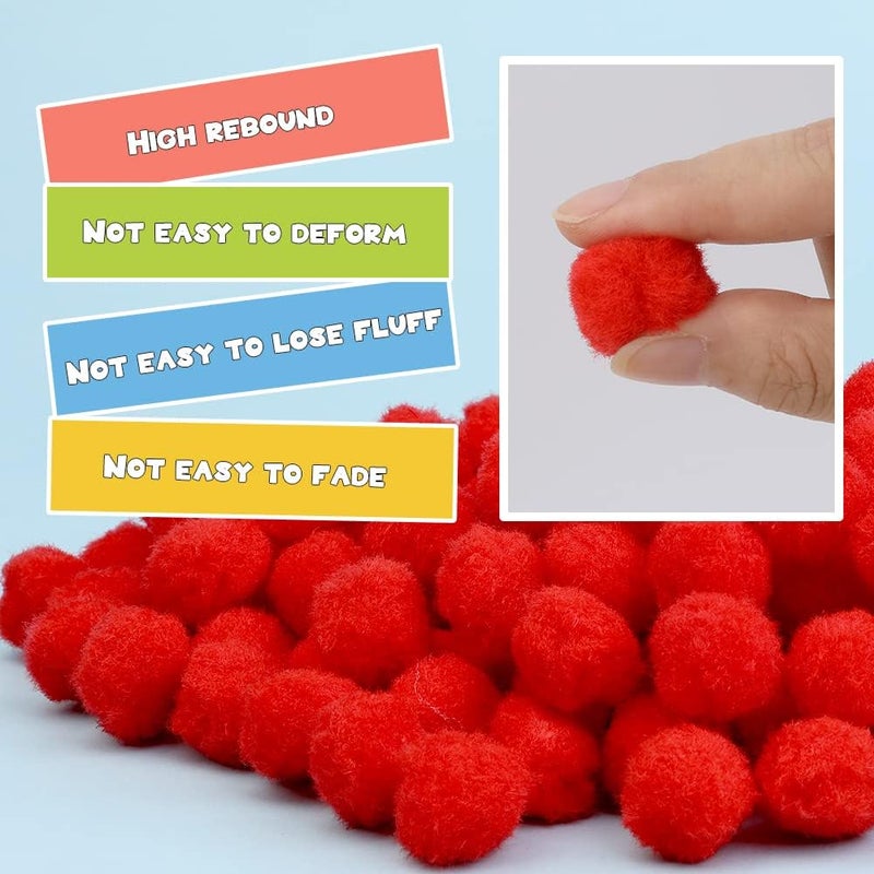 MORFEN 150 Pieces Pom Poms, 1 Inch Red Pom Poms for Crafts, Fuzzy Pompom Puff Balls, Small Pom Pom Balls for Crafts Projects, DIY Arts, Home Decorations Craft Supplies - Image 2